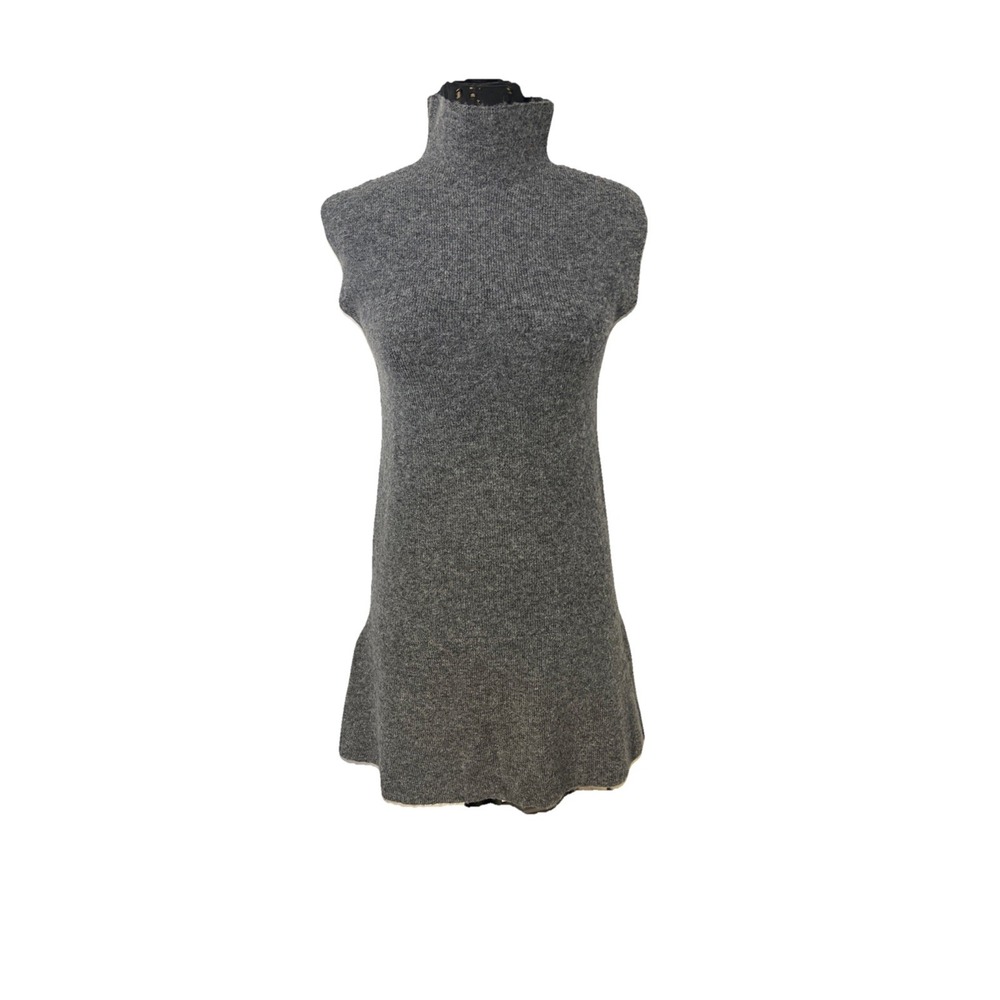 ZARA Gray Sleeveless Mock Neck Sweater Dress- Size Small Laine Woll Blend‎
